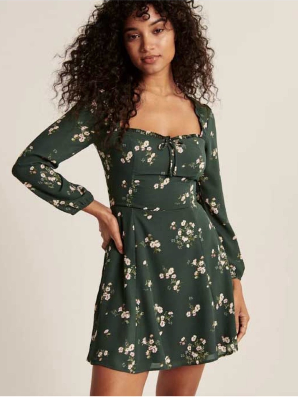 Abercrombie & Fitch Dark Green Floral Mini Dress